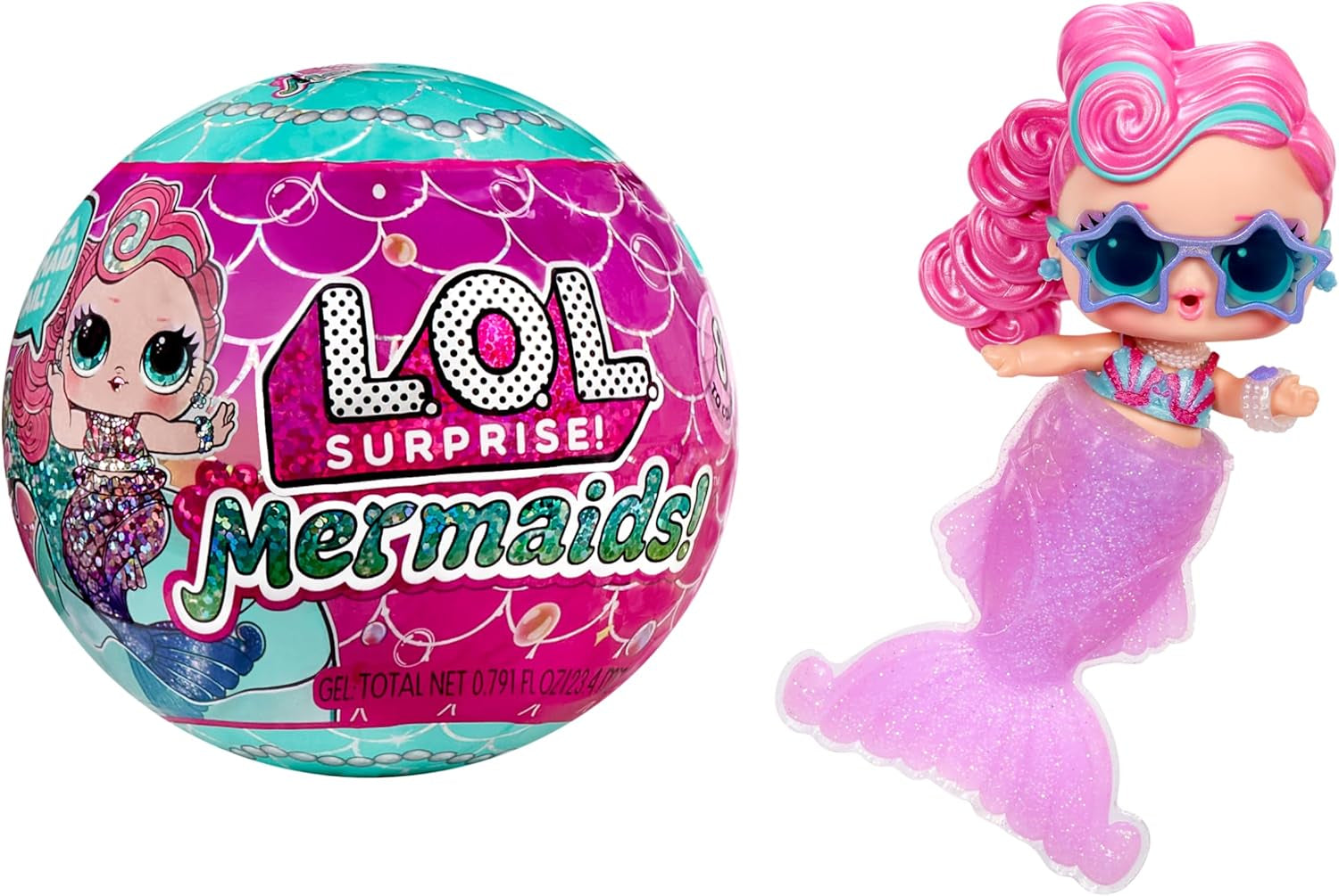 LOL Surprise! Mermaids Tots - Păpuși mini la modă cu cozi care își schimbă culoarea - Potrivite pentru colecționari, fete și băieți cu vârsta de 4 ani și peste