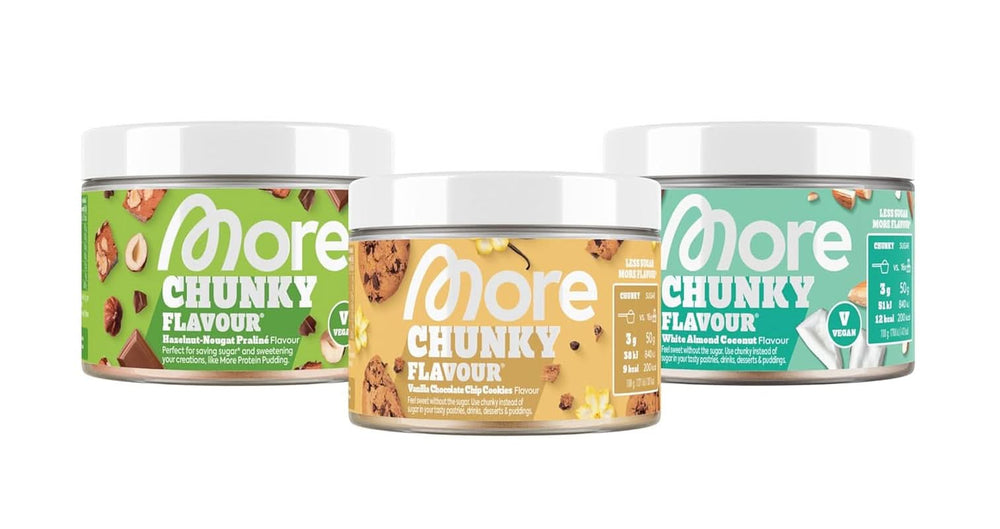 MÁS Sabor Chunky, Cheesecake de Arándanos, Aroma en polvo para endulzar con inulina y lactasa, 150 gramos Edulcorantes Naty Shop 3 x 150 gramos Mixtos (tarta de chocolate vainilla, coco con almendras blancas, praliné de nueces)