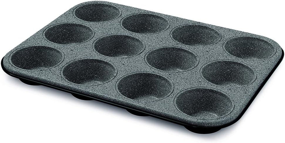 Blackstone Kuchenform 12 Muffins, Stahl, Schwarz/Grau Stein, 6 Einheiten Moldes y bandejas para horno Naty Shop Línea 12 Muffins Blackstone