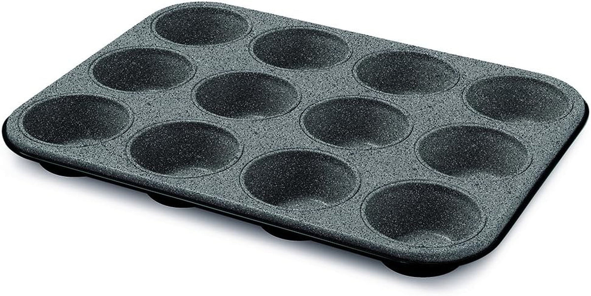 Blackstone Kuchenform 12 Muffins, Stahl, Schwarz/Grau Stein, 6 Einheiten Moldes y bandejas para horno Naty Shop Línea 12 Muffins Blackstone