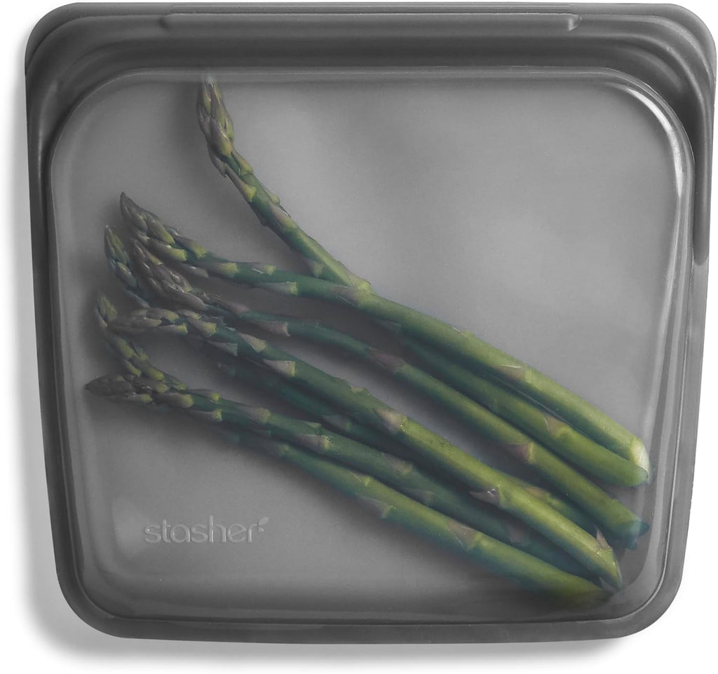 Pungă Stasher Pungă din silicon premium reutilizabilă pentru alimente, pungă sandwich, transparentă, durabilă, sigură pentru cuptor, mașină de spălat vase și congelator, ecologică, pungă pentru prânz, fără scurgeri, 828ml Cutii depozitare alimente Naty Shop Cenușă