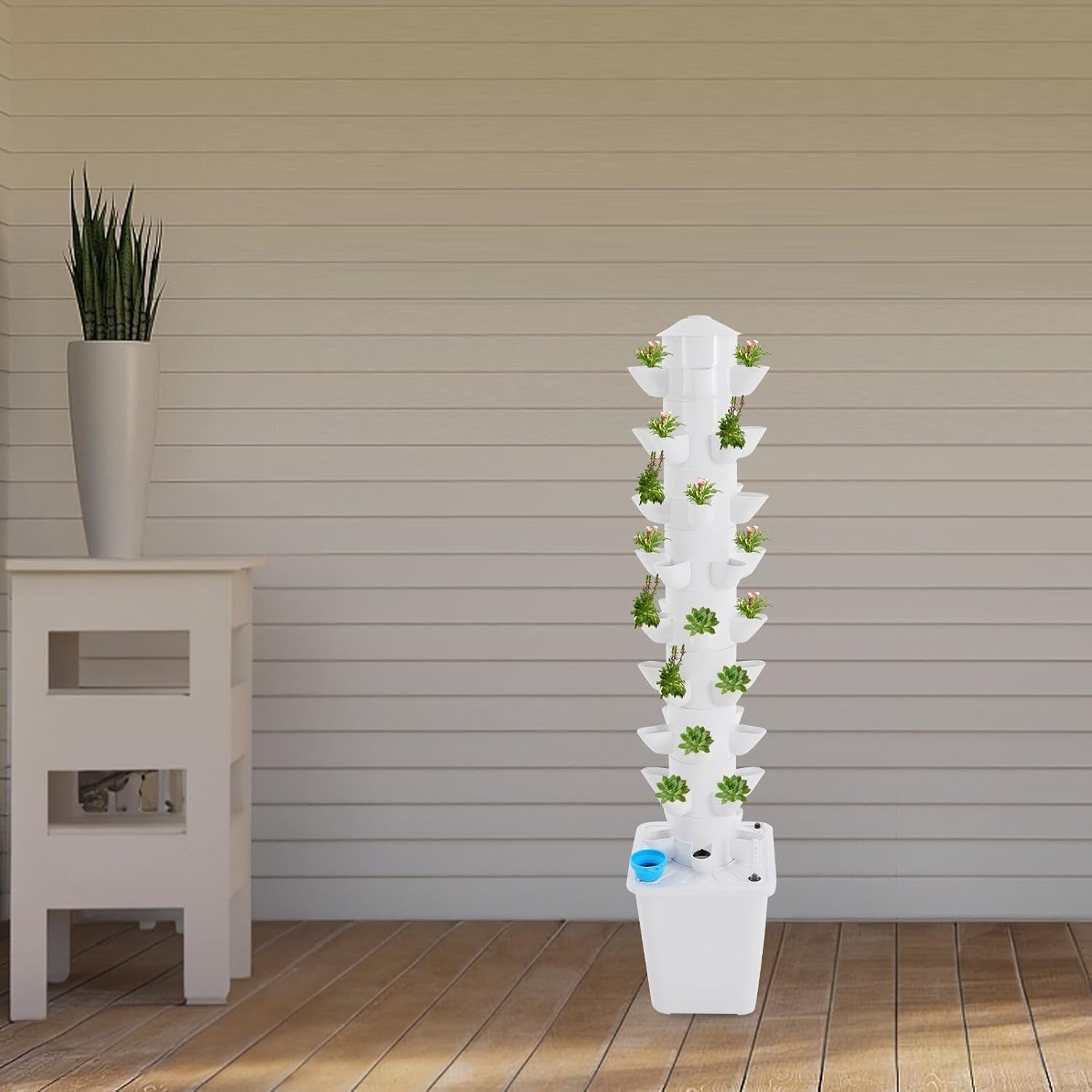 Sistema Hidropónico Torre Hidropónica Jardín de Hierbas Interior Sistema de Cultivo Hidropónico con 45 Lugares de Plantación Bomba de Agua Tanque de Agua 20L Vertical para Flores y Verduras