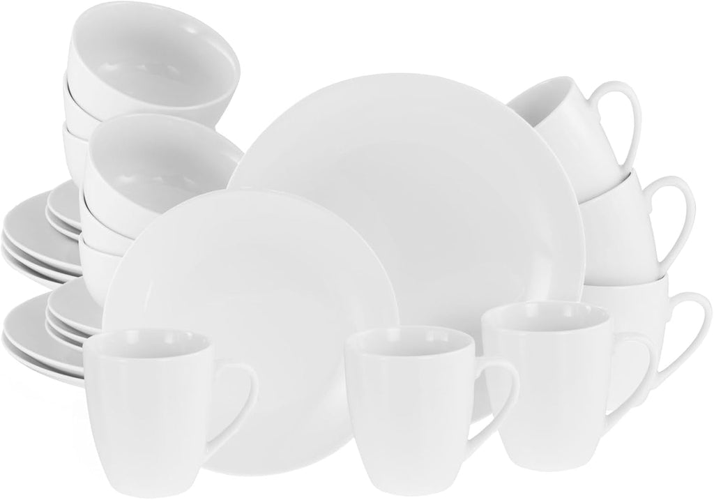 Creatable, 20341, Serie Luna Weiss, 18-Teiliges Geschirrset Für 6 Personen, Teller Set Aus Porzellan, Spülmaschinen- Und Mikrowellengeeignet, Qualitätsproduktion Seturi vesela masa Naty Shop Kombiservice 24 Tlg