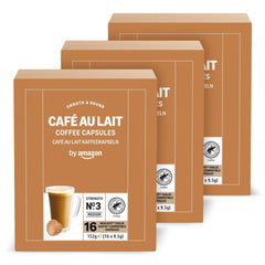 by Amazon Cafe au Lait Dolce Gusto kompatible Kaffeekapseln, 48 Kapseln (3 Packungen mit je 16 Stück)