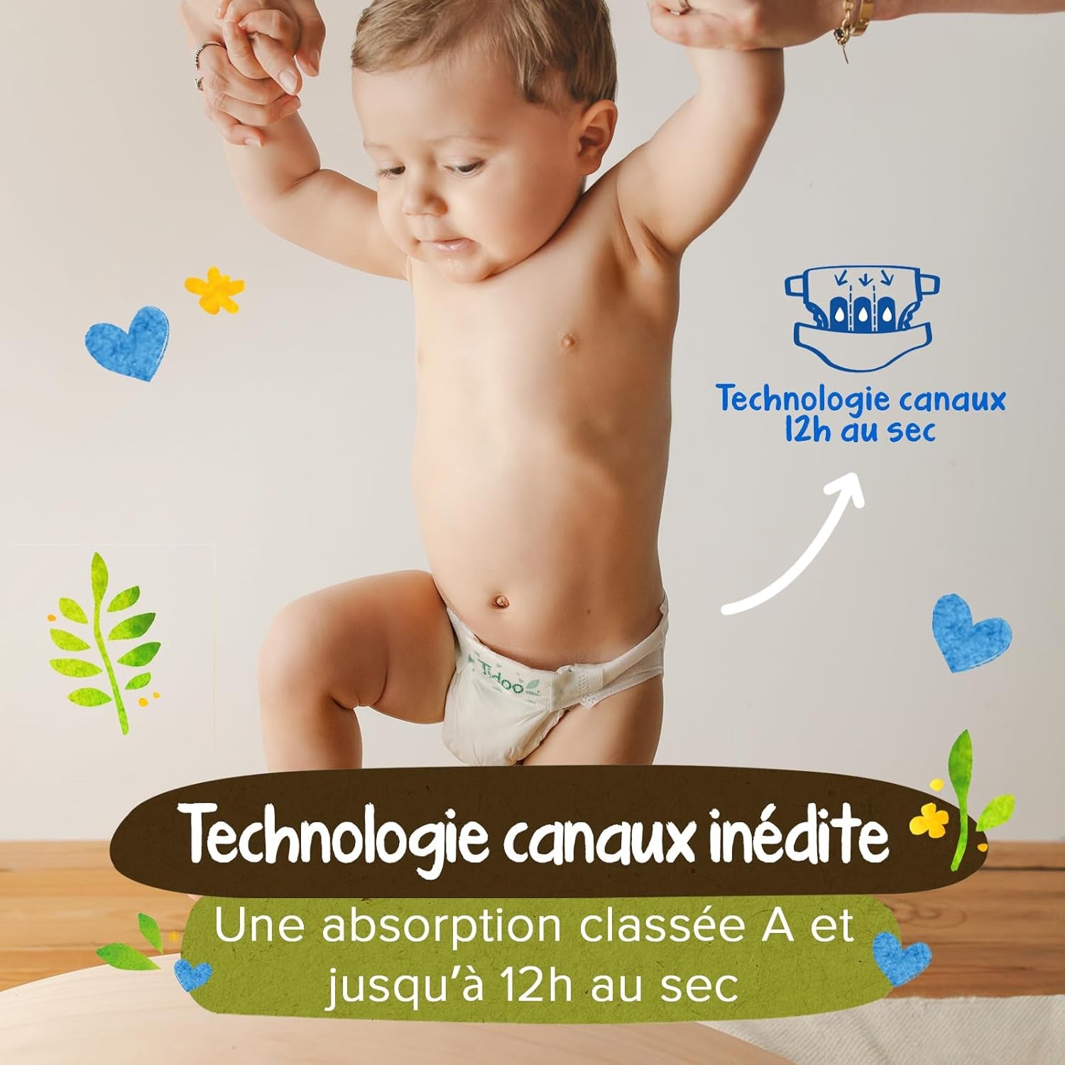 - Ökologische Diadeln, Größe 2 (3-6 kg) – natürlicher Ursprung, ohne Schadstoffe – 12 Stunden trocken, extrem saugfähig – hermestellung in Frankreich – 150 Einwegdiadeln – Packung 1 Month