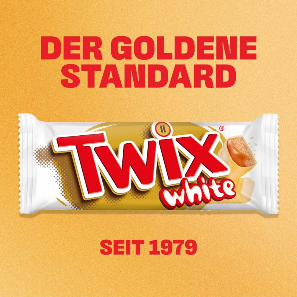 Barras de chocolate blanco Twix; caramelo, galletas, chocolate blanco; paquete múltiple de chocolates; 5 barras (5 x 46 g)