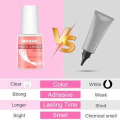 Lipici extra puternic pentru unghii – Include pensulă, 4 x 7g lipici pentru extensii de unghii, lipici acrilic pentru vârfuri și lipici artificial pentru unghii