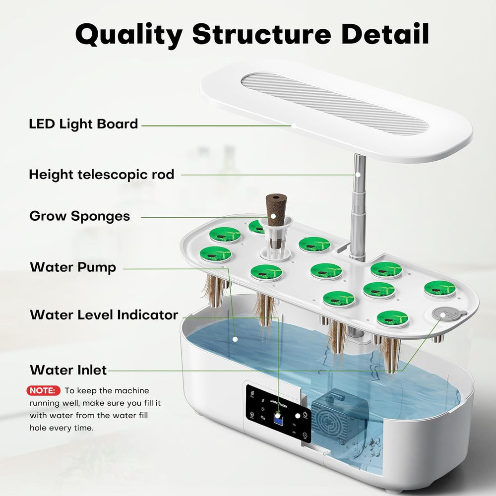 Kit de sistema de cultivo hidropónico para jardín de hierbas de interior con luz de cultivo