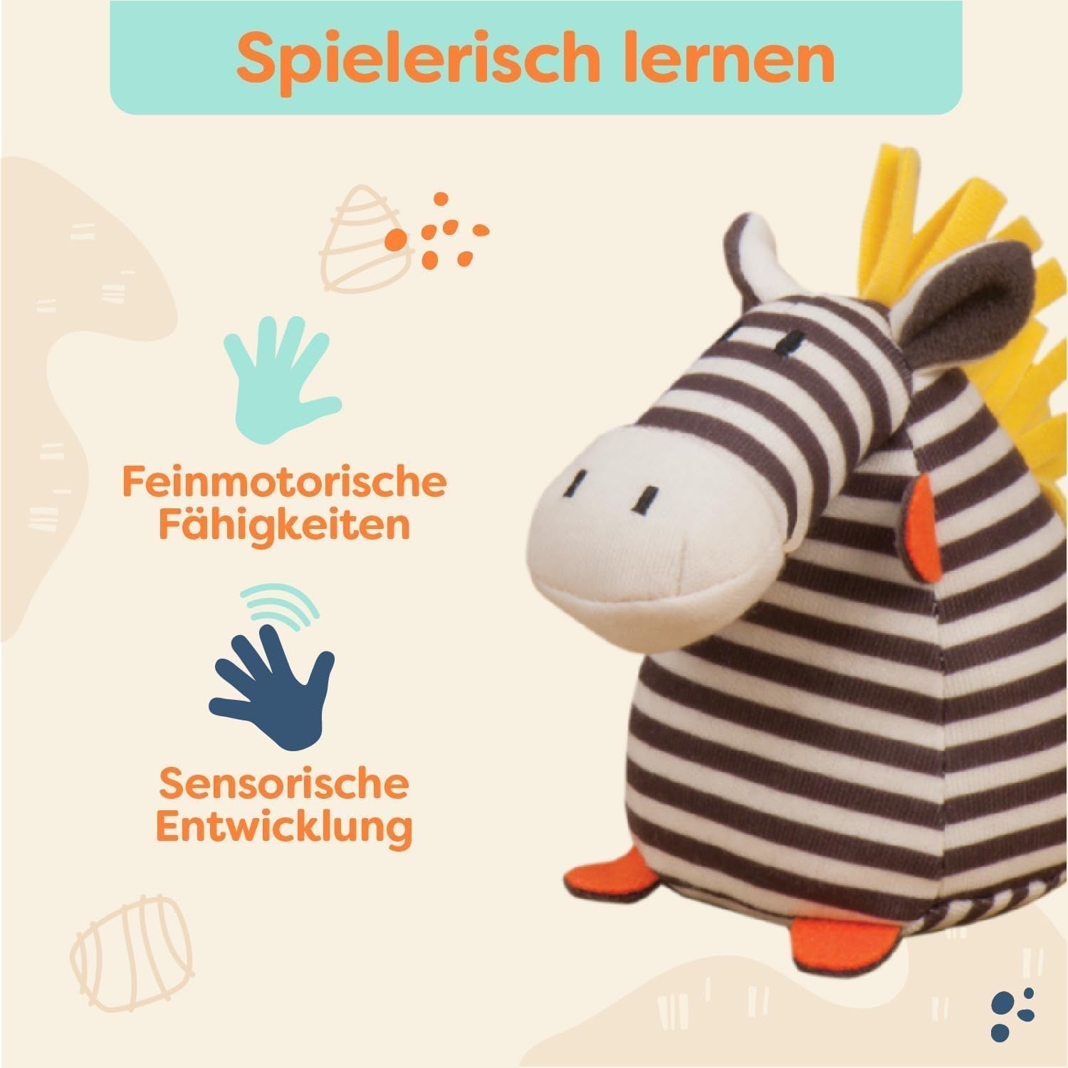 B. toys Set de jucării pentru copii cu jucărie de pluș zebră, inel de dentiție, blocuri de construcție moi și bile - set cadou de jucării pentru abilități motorii pentru nou-născuți de la 0 luni Jucarii Bebe Naty Shop