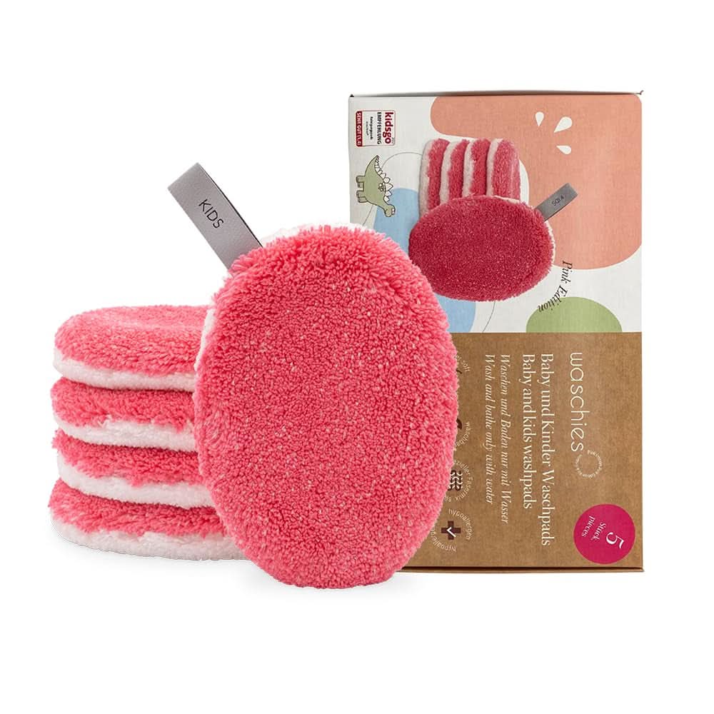 Waschies KIDS Wash Pads para bebés y niños, para limpiar solo con agua, reutilizables Mother and Child Naty Shop Pink 5 Stück (1Er Pack)