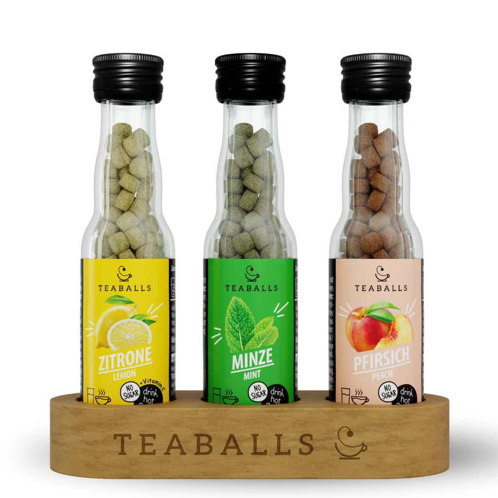 TEABALLS - Set de 3 POWER TEA MIX - ZMEURĂ, ENERGIE, CIREȘE Pentru aproximativ 120 de cești de ceai