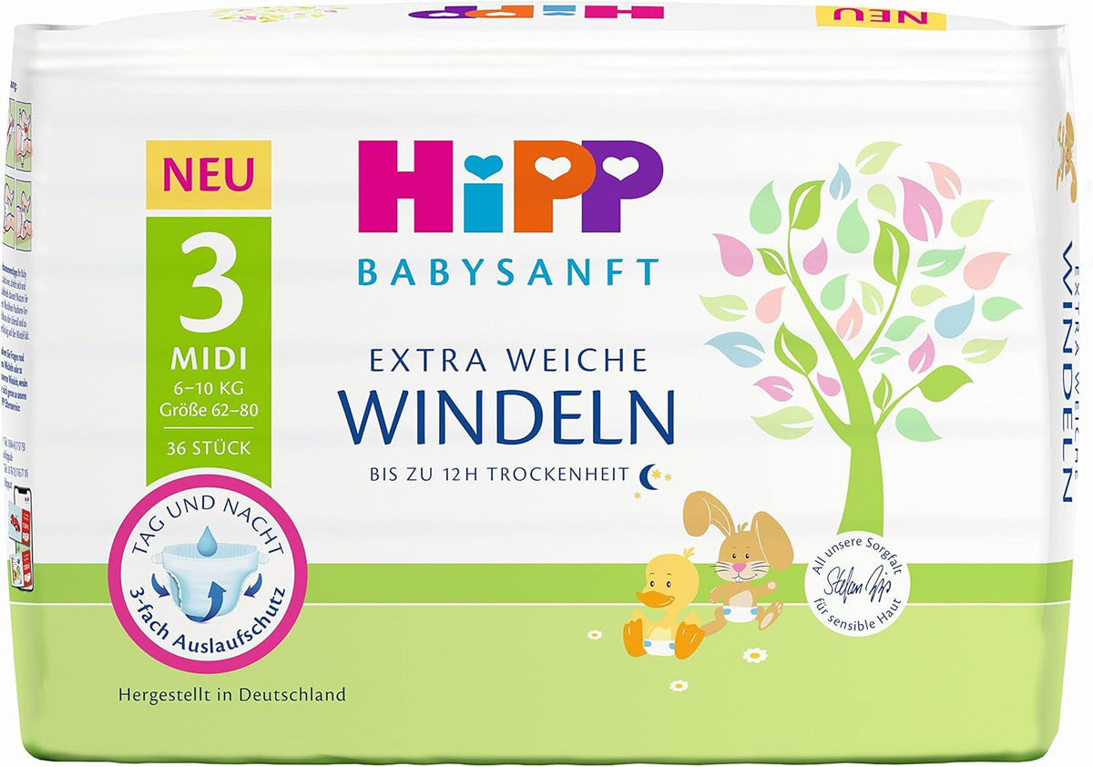Scutece Midi 3 Carry, pachet de 3 (3 x 1 x 36 bucăți)