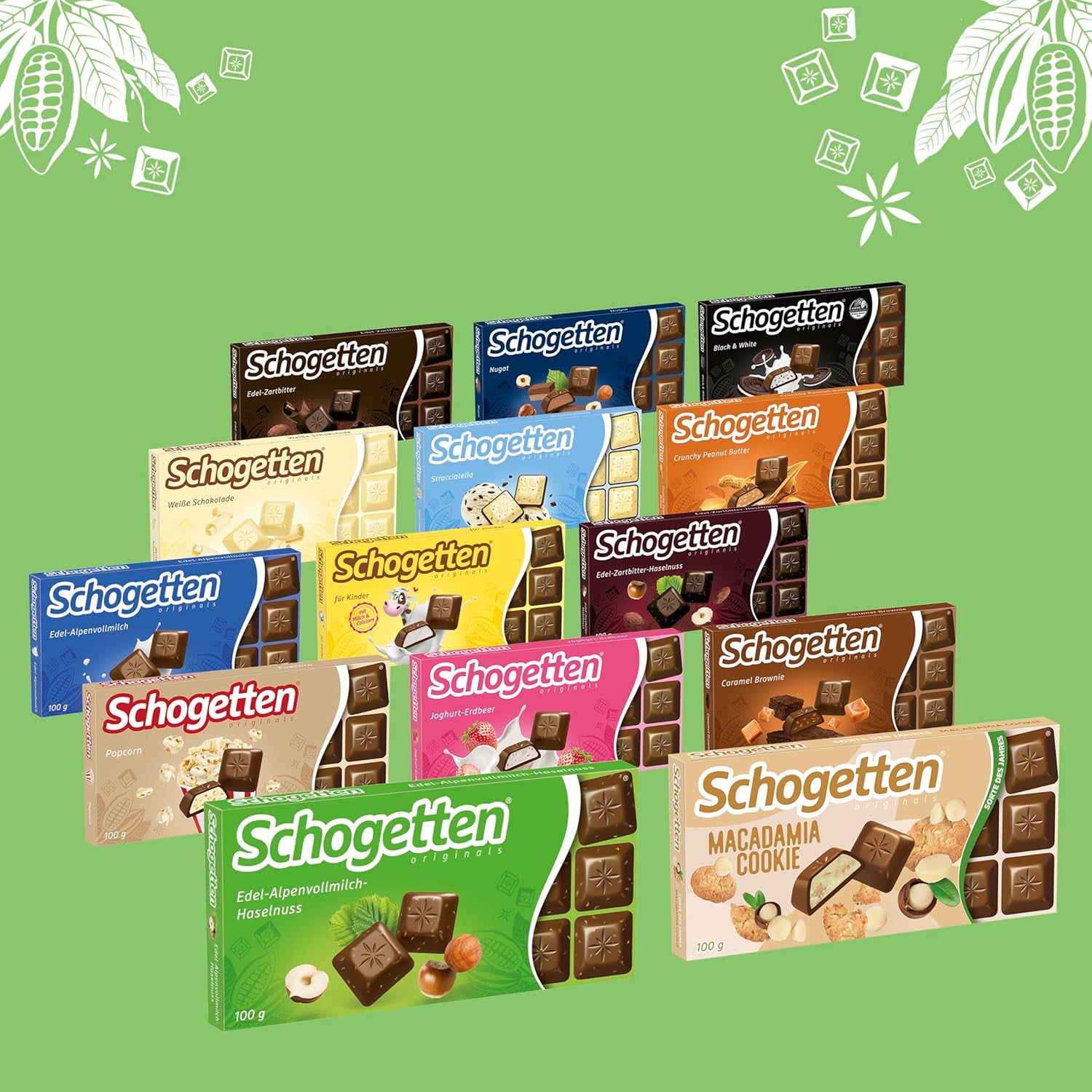 Chocolate con leche alpino Schogetten Premium con avellanas, barra de chocolate de 100 g, en porciones individuales. Una delicia. Pieza por pieza.