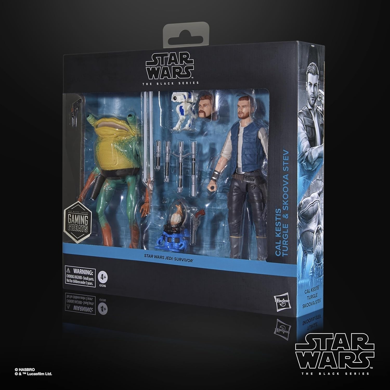 Star Wars Black Series Cal Kestis, Turgle & Skoova Stev, Star Wars Jedi: Survivor Figuras de acción coleccionables (escala 15 cm) Figuras de acción Naty Shop