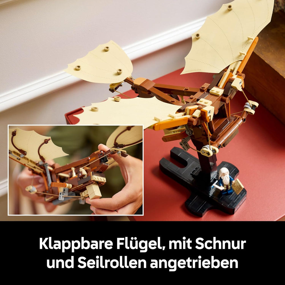 LEGO Icons Leonardo da Vincis Fluggerät mit schlagenden Flügeln - Minifigura y soporte incluidos - Bauset für Erwachsene - Deko-Set für Zuhause - Giftidee - 10363