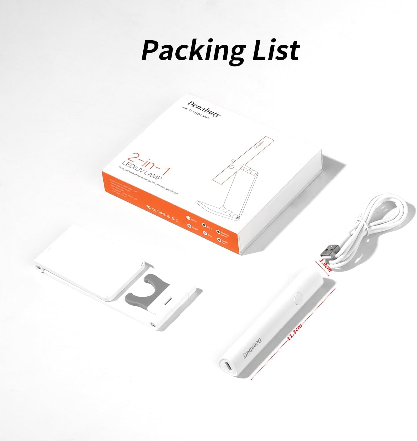 Denabuty UV Lampe Für Gelnägel, Mini U V LED Lampe Für Nägel Wiederaufladbar Mit Ständer Tragbare Kleine UV Nagellampe Für Gel Nagellack, Zum Aushärten Von Nagelkleber & Nail Tips Weiß