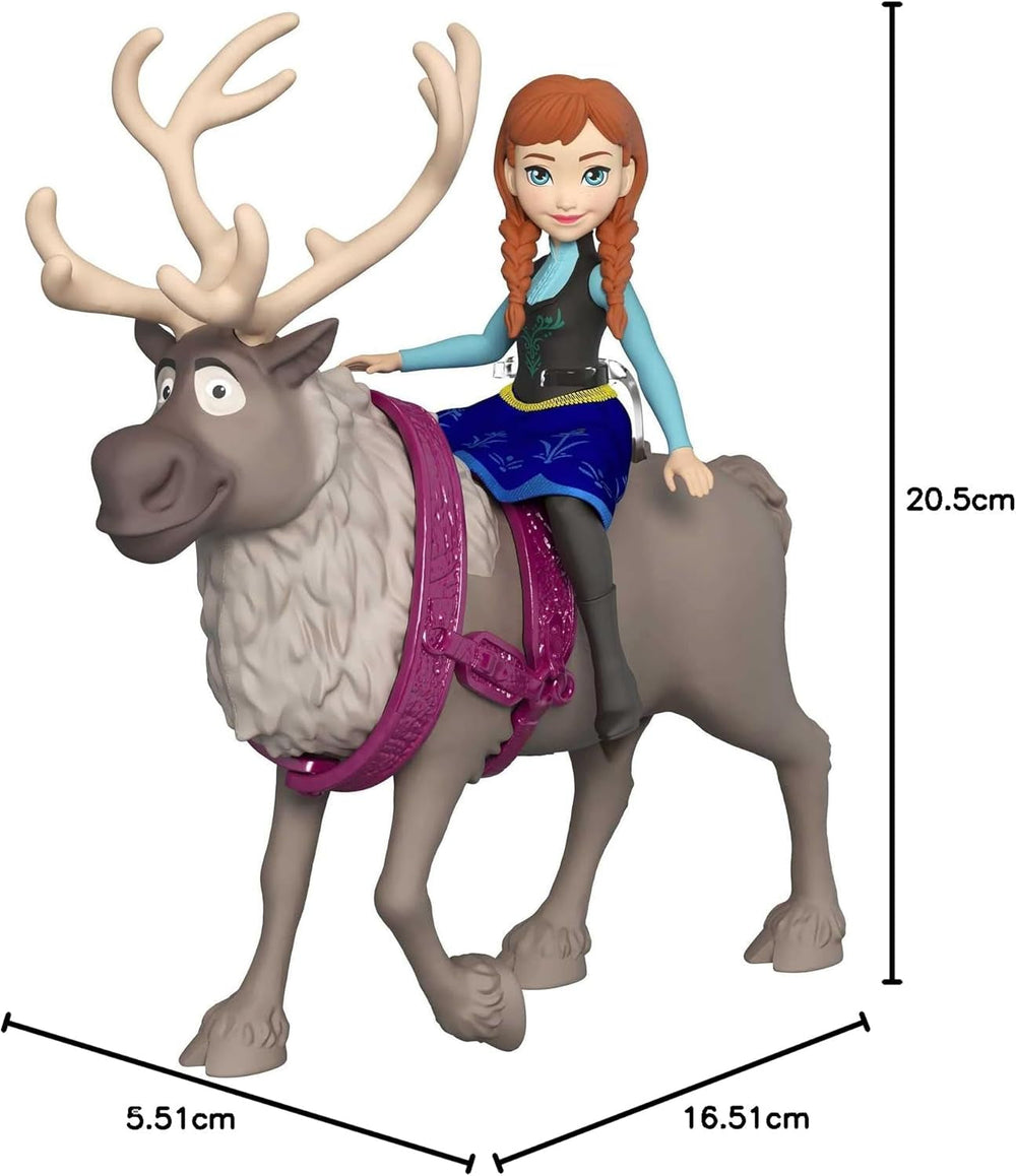 Mattel DISNEY Muñeca y figura de animal Anna & Sven, la reina de hielo, inspirada en los personajes animados, extremidades móviles, falda y capa desmontables, para niños de 3 años en adelante, HLX03 Naty Shop Dolls