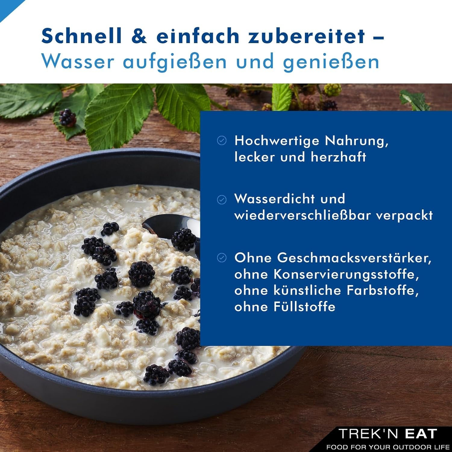 Trek'n Eat Protein Porridge: desayuno rico en proteínas para el aire libre | Mesa liofilizada para camping, senderismo y expediciones | Relleno, rápido de preparar, ideal para viajar