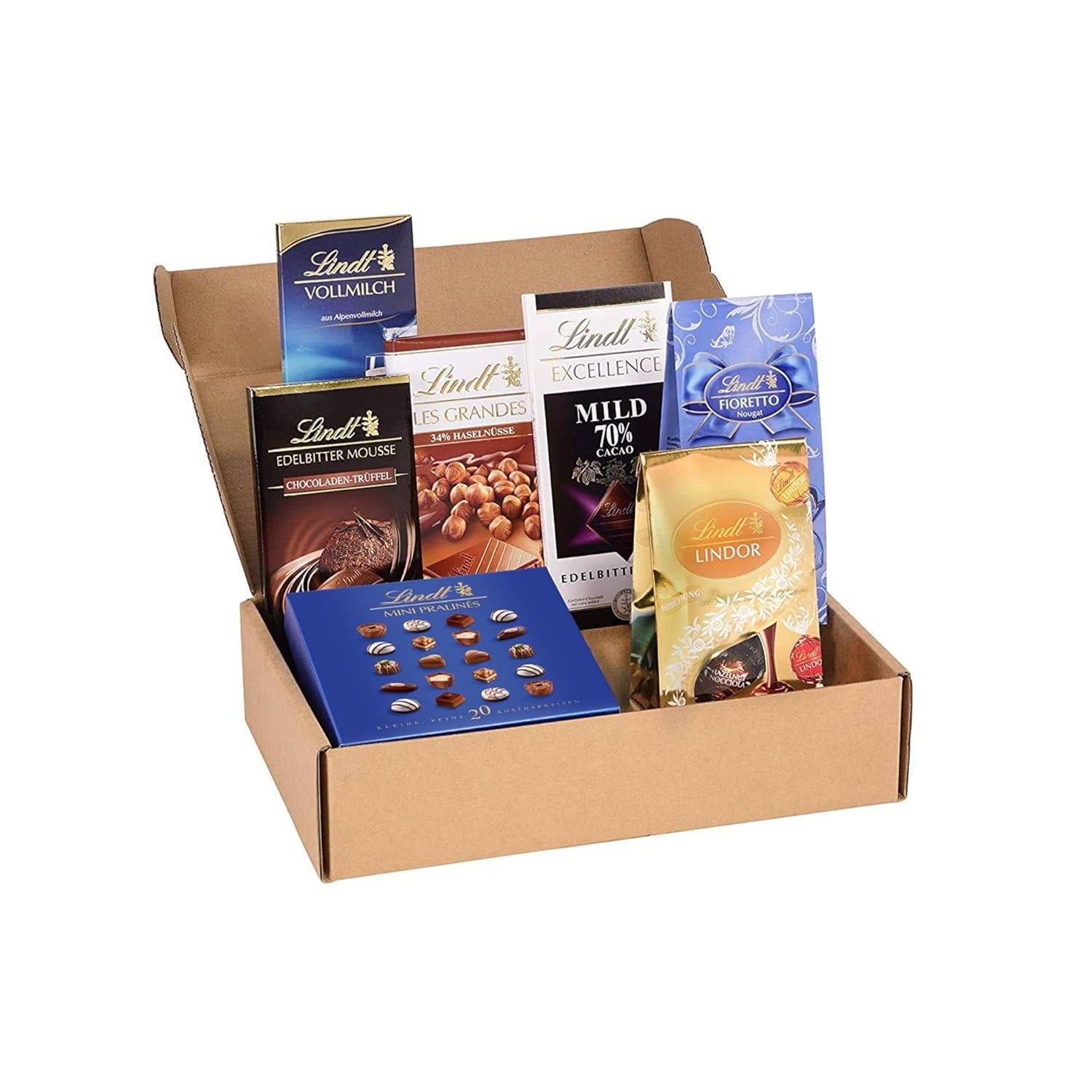Set de regalo de praliné de chocolate Lindt | 477 g | 5 cajas de bombones Lindt en las variantes: Exquisito, Mini Praliné, Regalo LINDOR, Pequeño Gracias, Del Corazón | Regalo praliné | regalo de chocolate