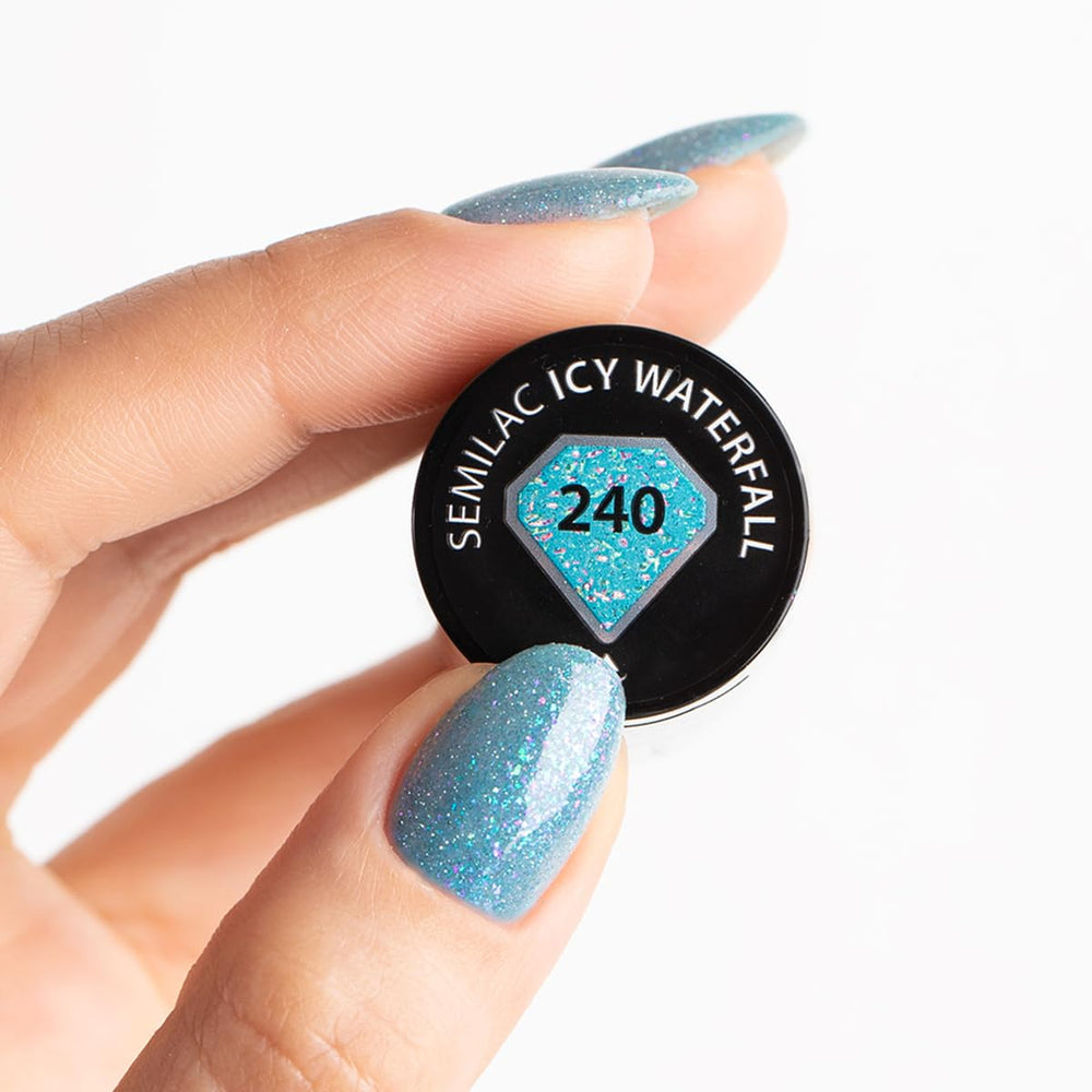 Esmalte de uñas UV Semilac Hybrid 240 Icy Waterfall 7ml, colección Seaqueen