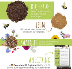 Samenbomben Selber Machen Für Eine Bunte Bienenweide - Bienenfreundlicher Seedbomb Bausatz Für 20-30 Seedbombs