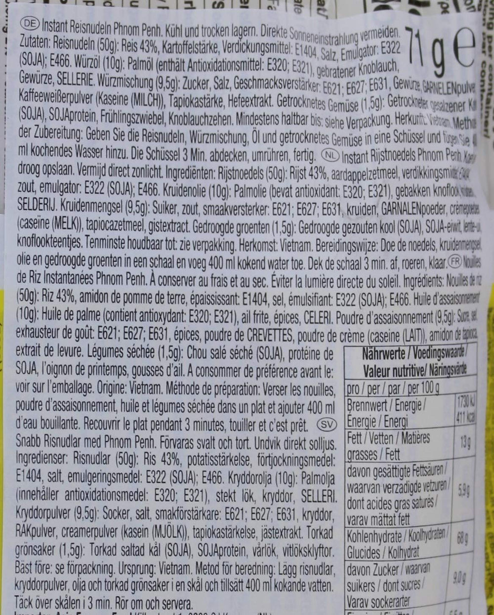 ACECOOK - O Fideos de arroz instantáneos Nam Vang - Paquete múltiple (24 x 71 g)