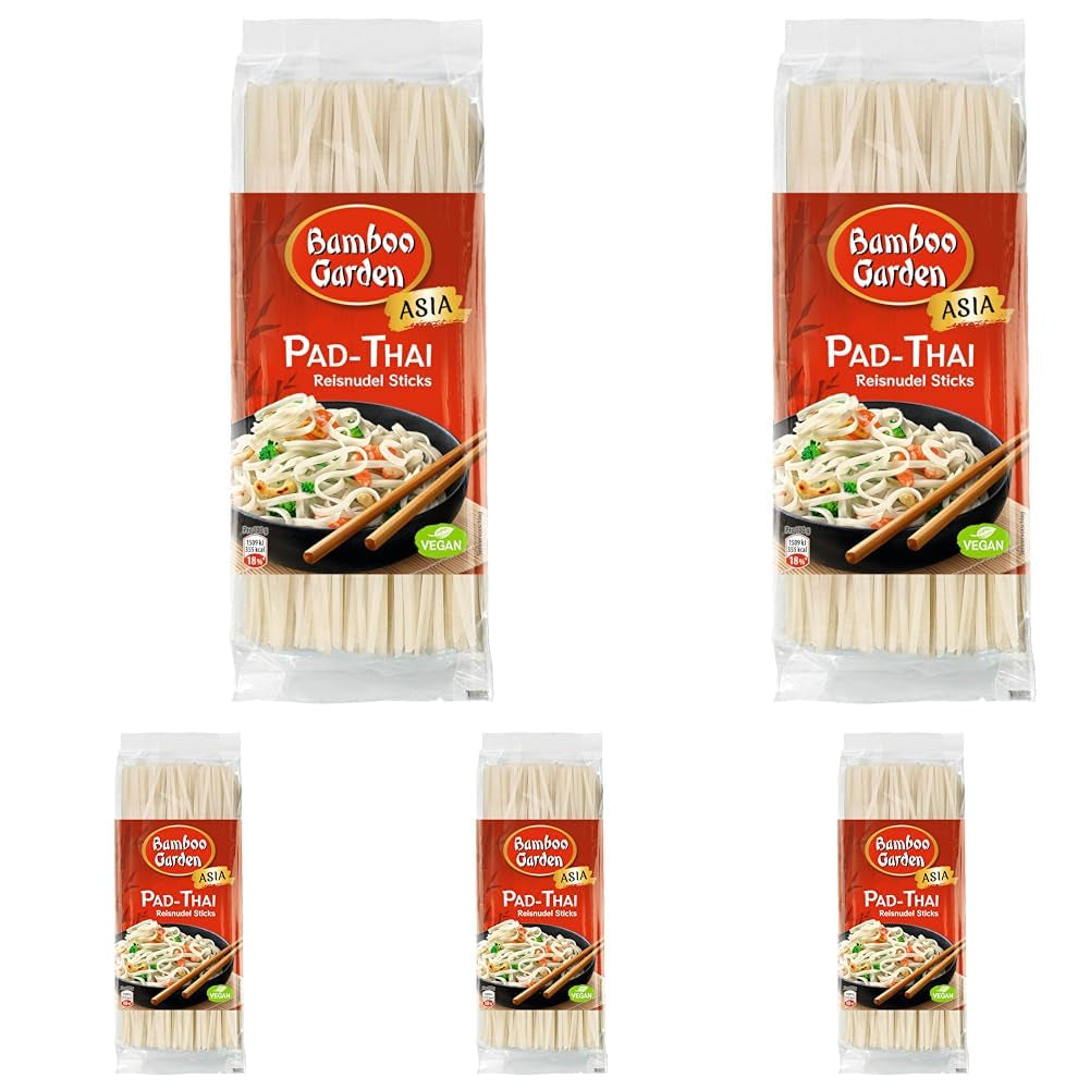 Bamboo Garden - Palitos de fideos de arroz Pad Thai, para platos de fideos tradicionales como Pad-Thai, vegano, 1 x 300 g (el diseño del paquete puede variar)