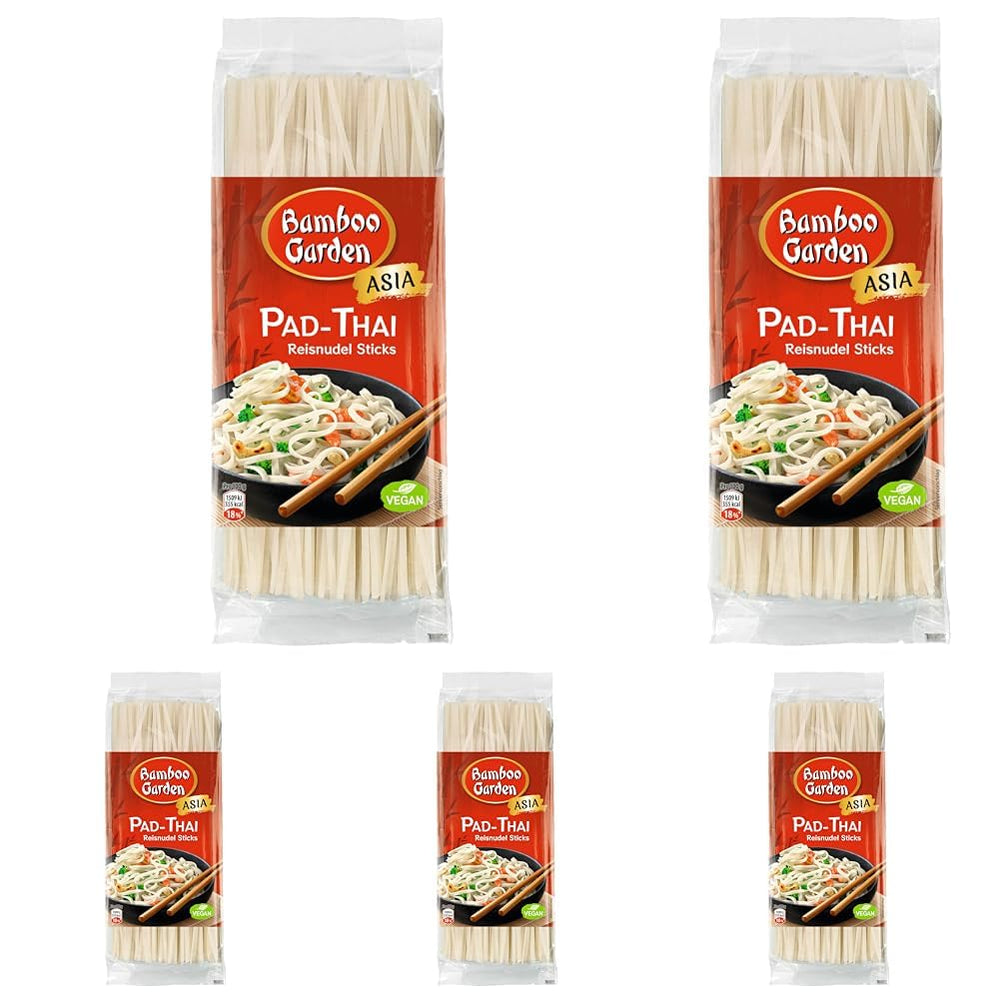 Bamboo Garden - Palitos de fideos de arroz Pad Thai, para platos de fideos tradicionales como Pad-Thai, vegano, 1 x 300 g (el diseño del paquete puede variar)
