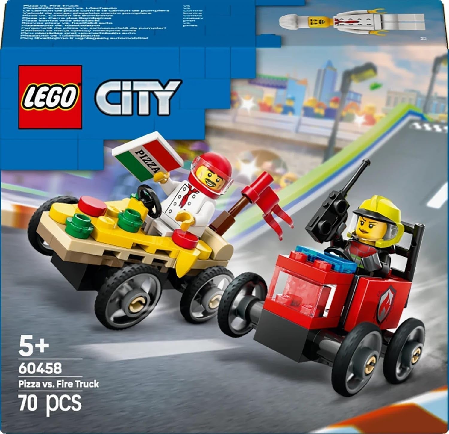 Furgoneta de reparto de pizzas LEGO City vs. Camión de pizza - Jabonera de juguete para niñas y niños a partir de 5 años - Juego de construcción con 2 minifiguras de conductores - Regalo de cumpleaños y vacaciones 60458 Juegos de construcción Besuche den LEGO-Store