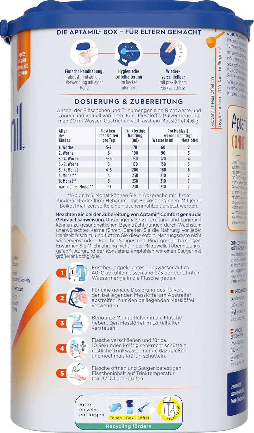 Aptamil Comfort - Fórmula especial desde el nacimiento - 1 x 800 g