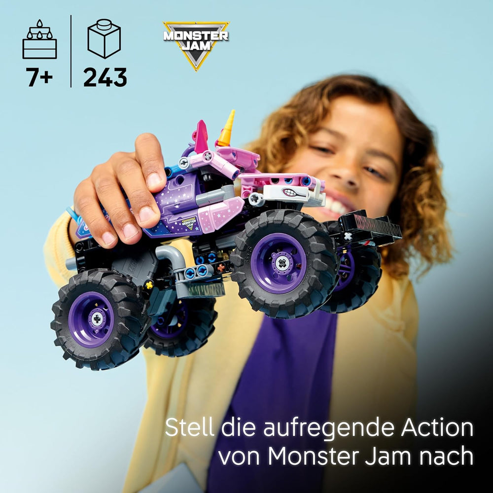 LEGO Technic Monster Jam Sparkle Smash con motor de rueda - Technic Monstertruck & Einhorn Monster Truck Spielzeug - Juegos creativos de 7 años para niños, niñas y niños - 42220