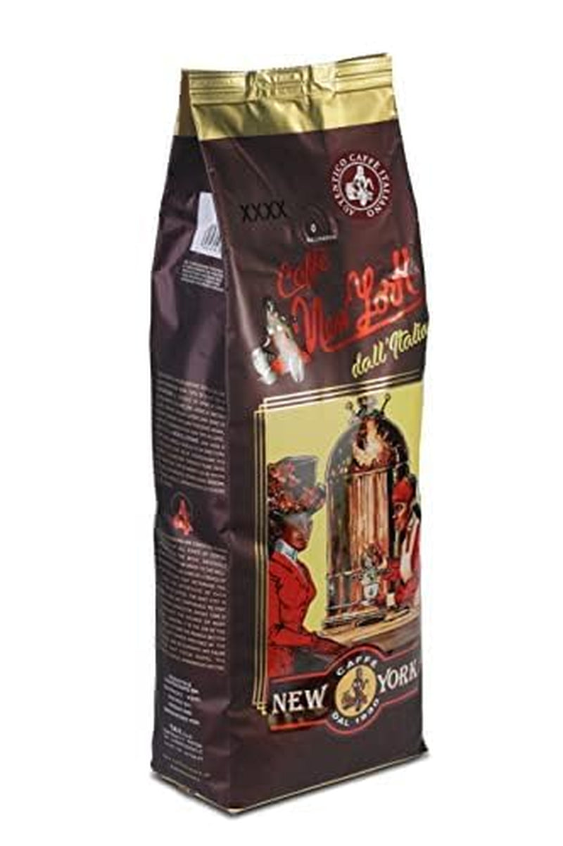 Caffè New York - XXXX - Boabe de cafea, aromă intensă dar fină, Arabica și prăjire medie robustă, pentru măcinare, espresso italian, amestec de bar - calitate înaltă din 1930 - 1 kg, boabe