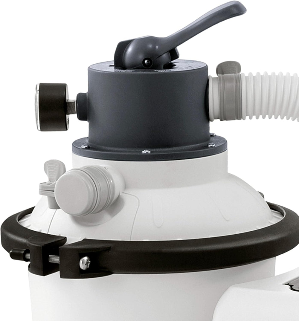 Bomba de filtración de arena Intex 26642 Krystal Clear con RCD, caudal de agua 3500 l/h, caudal del sistema 2000 l/h, plástico, blanco