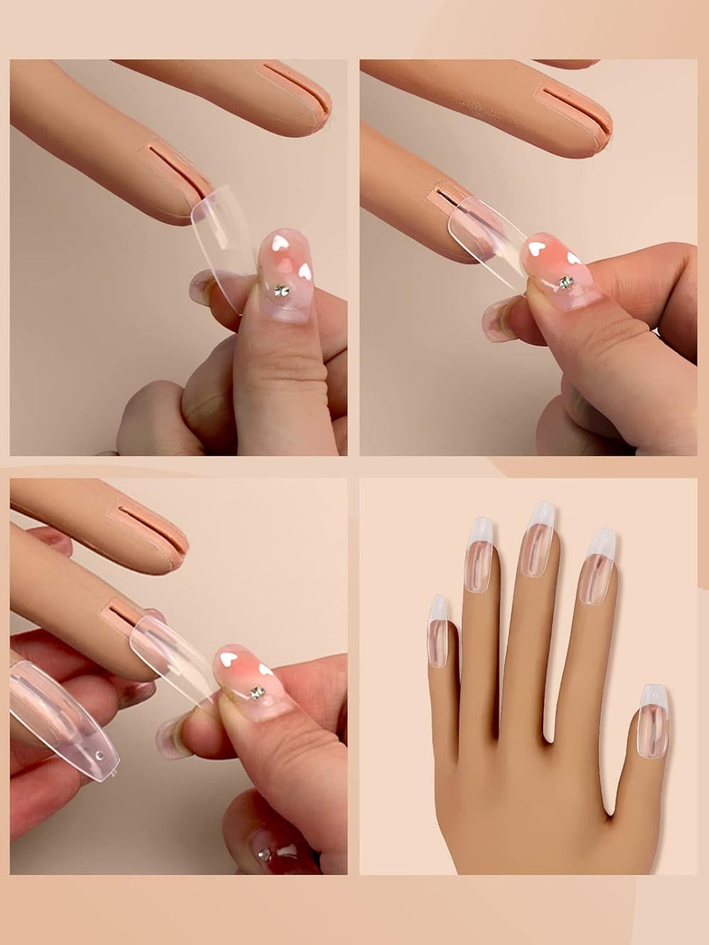 200 buc vârfuri transparente de unghii de schimb: Vârfuri de unghii acrilice pentru exersarea mâinii pentru designul unghiilor