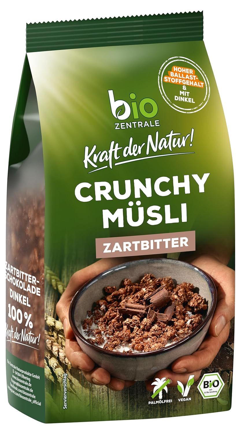 Muesli crujiente con frutos rojos Biozentrale | 375 g Muesli ecológico | Ideal para el desayuno y tu taza de muesli para llevar | Una alternativa a las barritas de muesli