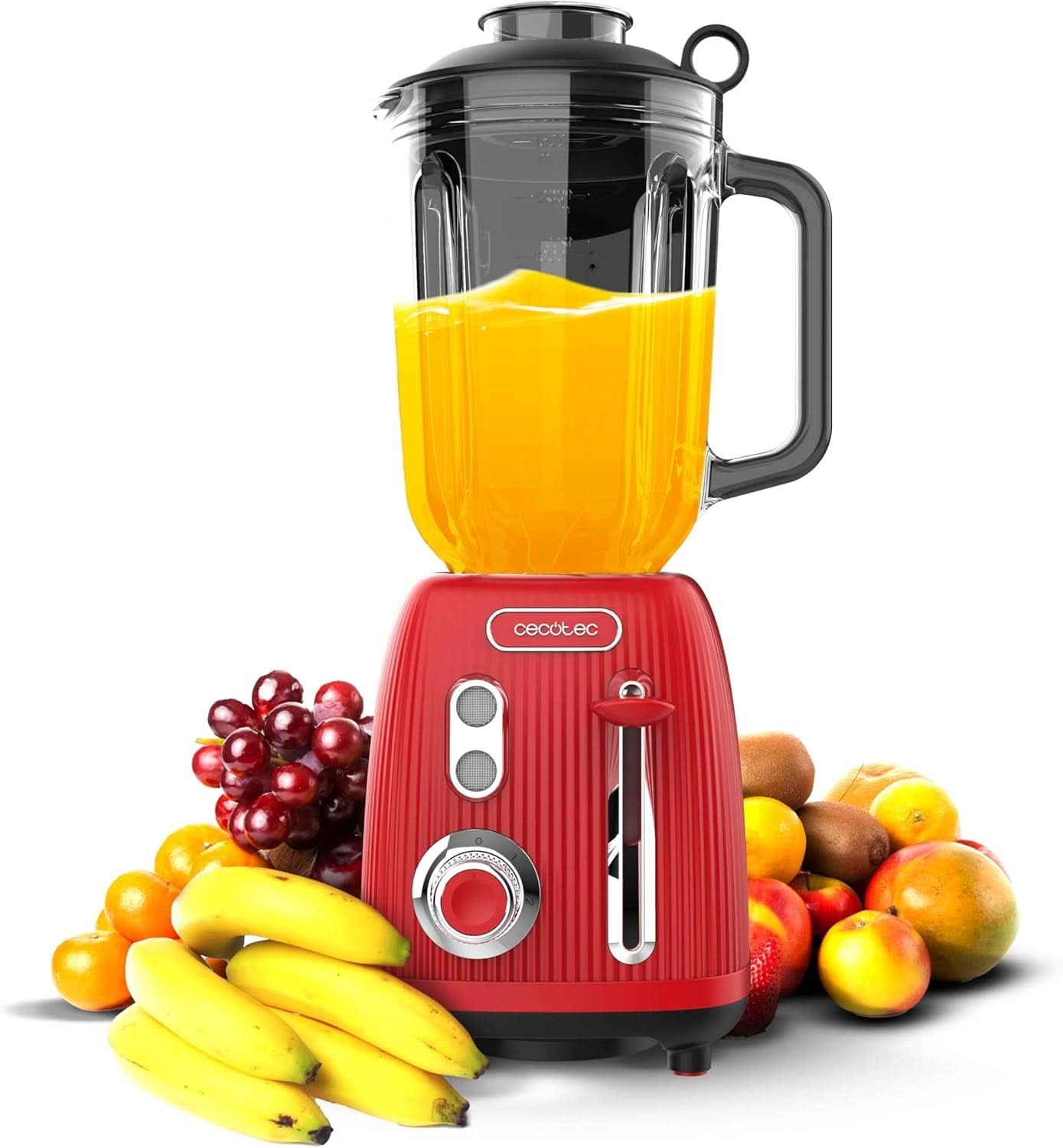 Cecotec Batidora amasadora Retro Power Negro Titanio Retroverde. 1200W Maximale Leistung, 2 Geschwindigkeiten, 4-Klingen-Messer Mit Schwarzer Titanbeschichtung Und 1.5L Krug, Vintage-Design in Grün Kitchen Naty Shop Red