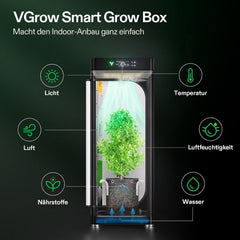 VGrow Caja de cultivo inteligente todo en uno, sistema profesional con lámpara de cultivo Samsung LM301H EVO, sistema avanzado de circulación y ventilación, riego, suministro de nutrientes para hidroponía de interior