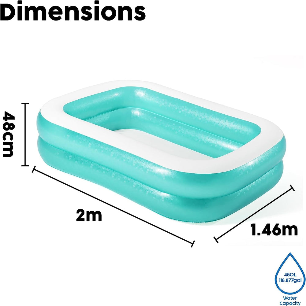 Piscină gonflabilă transparentă Bestway 54005 pentru familie, 201 x 150 x 51 cm - Verde