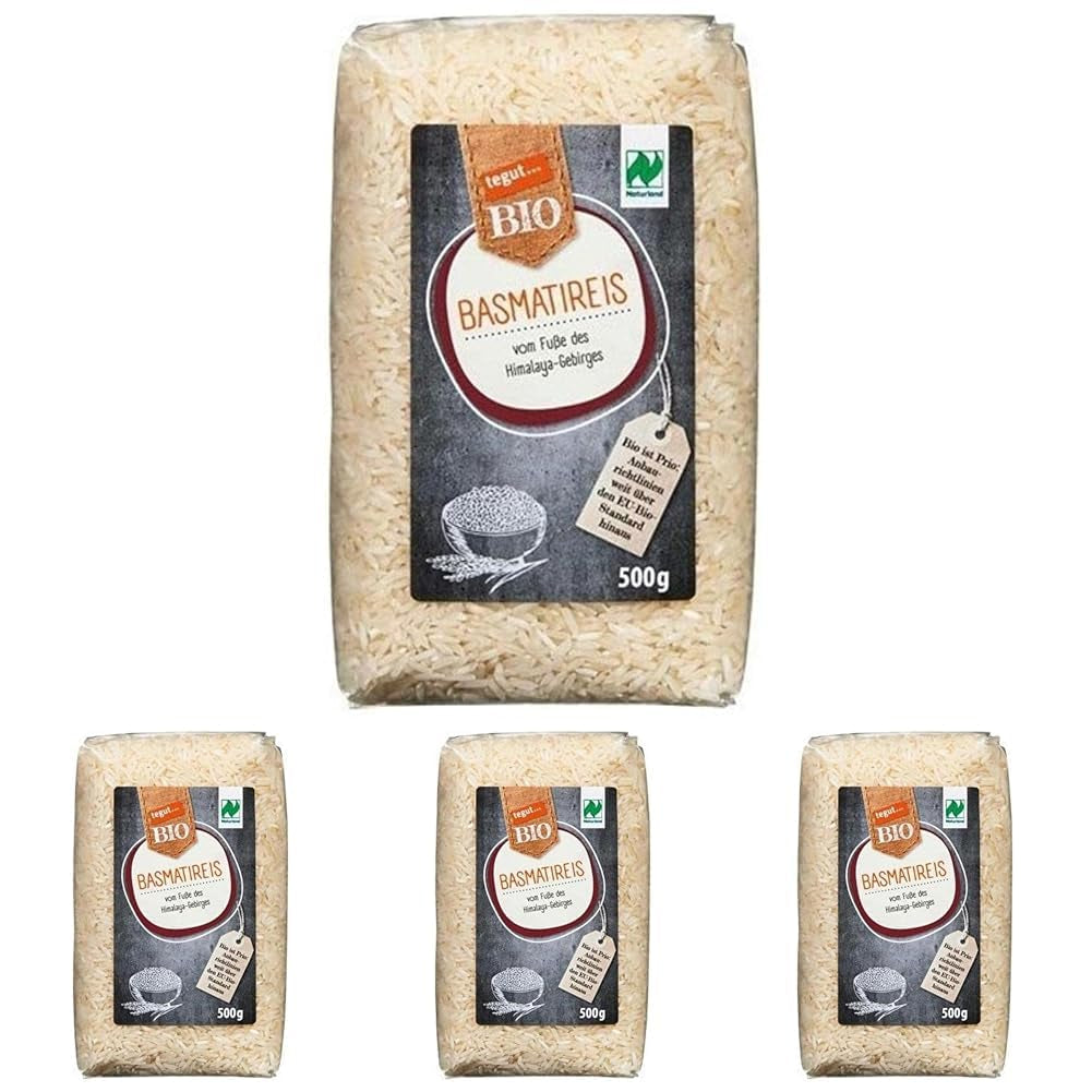 tegut... Arroz Basmati Orgánico, 500g (Paquete de 4)