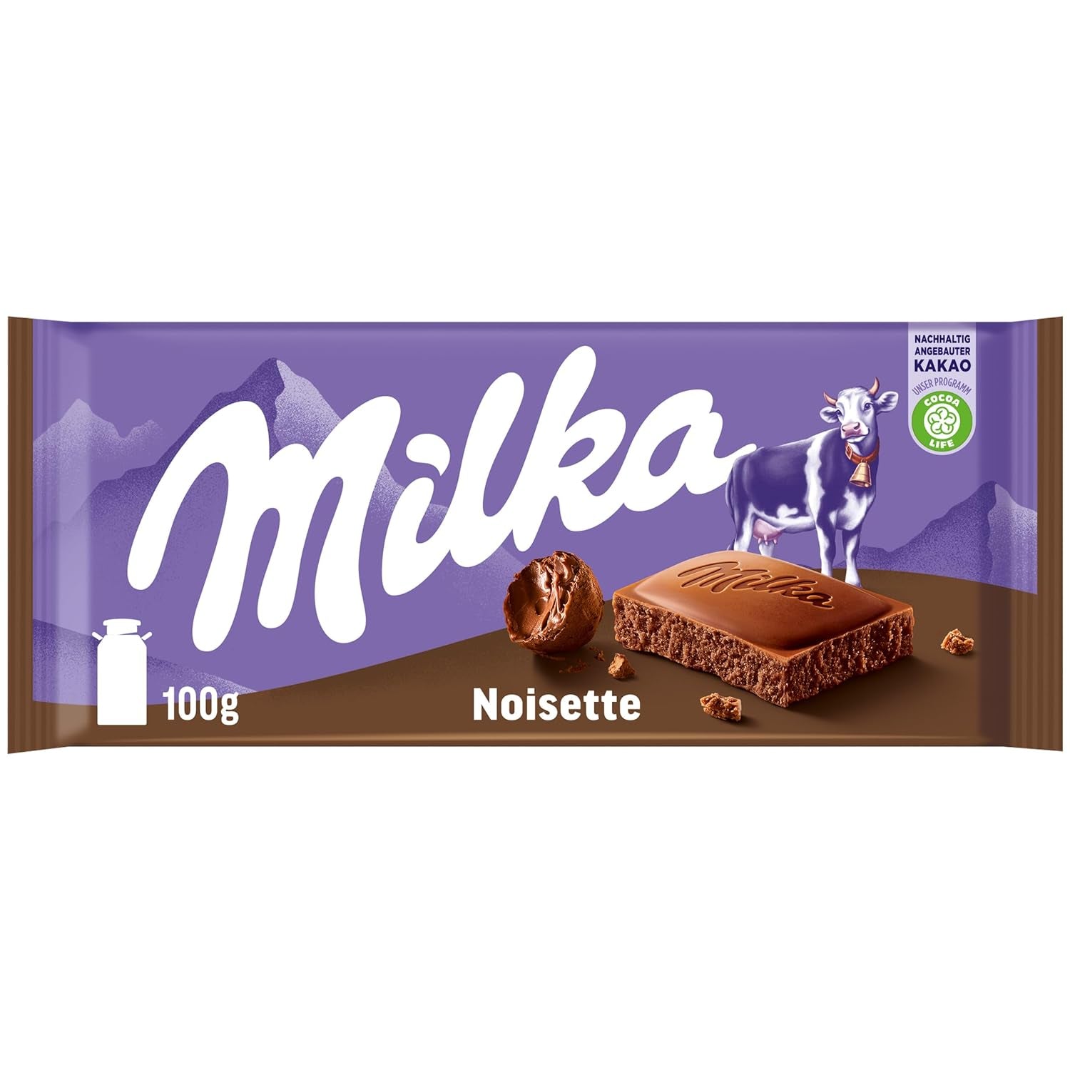 Milka Noisette – Chocolate con leche alpino con relleno delicado y cremoso de avellanas – 25 x 90 g