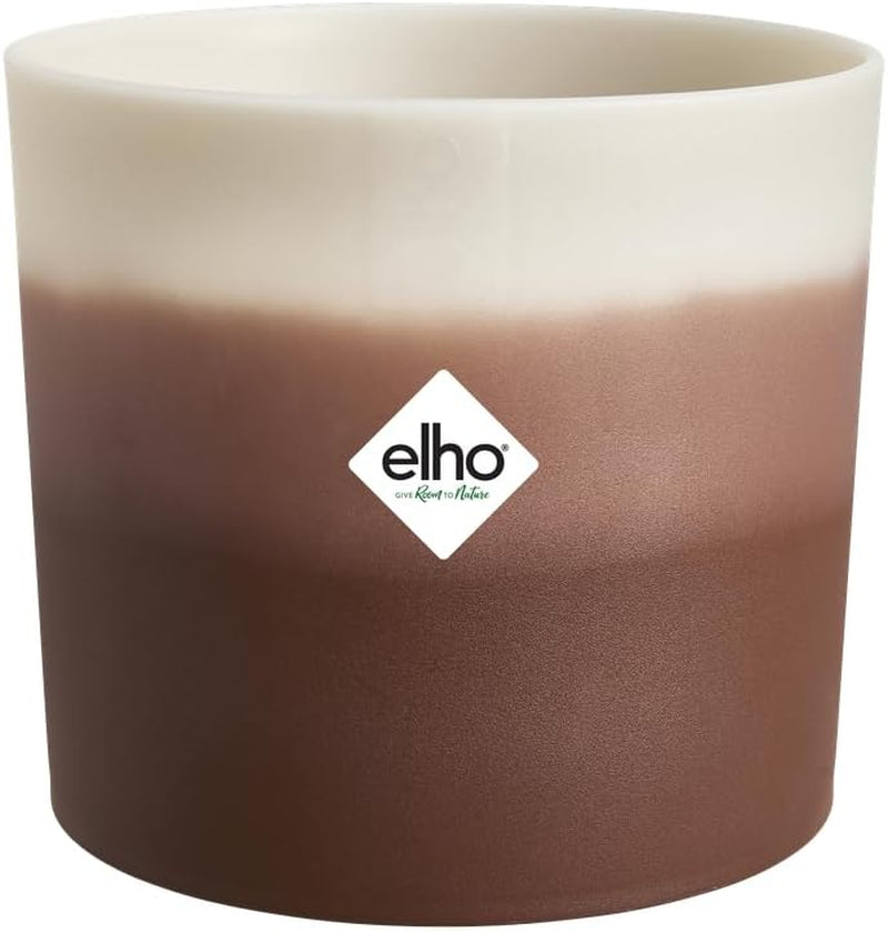 elho Ghiveci rotund cu gradient de culoare 16 cm - Ghiveci de flori de interior - 100% plastic reciclat - Ø 15,9 x H 14,7 - Maro/Cedru Maro