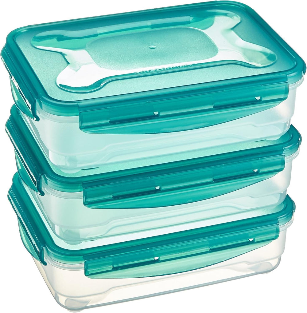 Recipiente de congelare Amazon Basics într-un set, cu capac, etanș, rezistent la scurgeri, stivuibil, pentru frigider / congelator, fără BPA, plastic, microunde și mașină de spălat vase, 3 x 1,2 l, incolor Cutii depozitare alimente Naty Shop Singur 1,2 litri