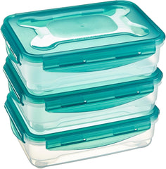 Recipiente de congelare Amazon Basics într-un set, cu capac, etanș, rezistent la scurgeri, stivuibil, pentru frigider / congelator, fără BPA, plastic, microunde și mașină de spălat vase, 3 x 1,2 l, incolor Cutii depozitare alimente Naty Shop Singur 1,2 litri