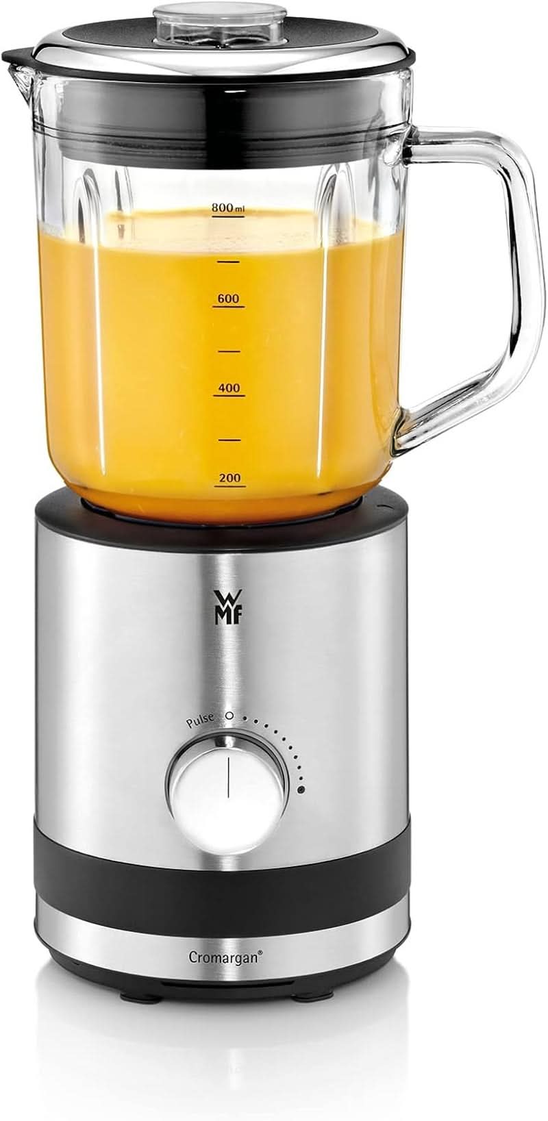 WMF Küchenminis Kompaktmixer, Mini batidora con base, 400 vatios, Batidora con base Klein, Vasbehälter 0,8 L, Pulsstufe, Cromargan Matt Kitchen Naty Shop