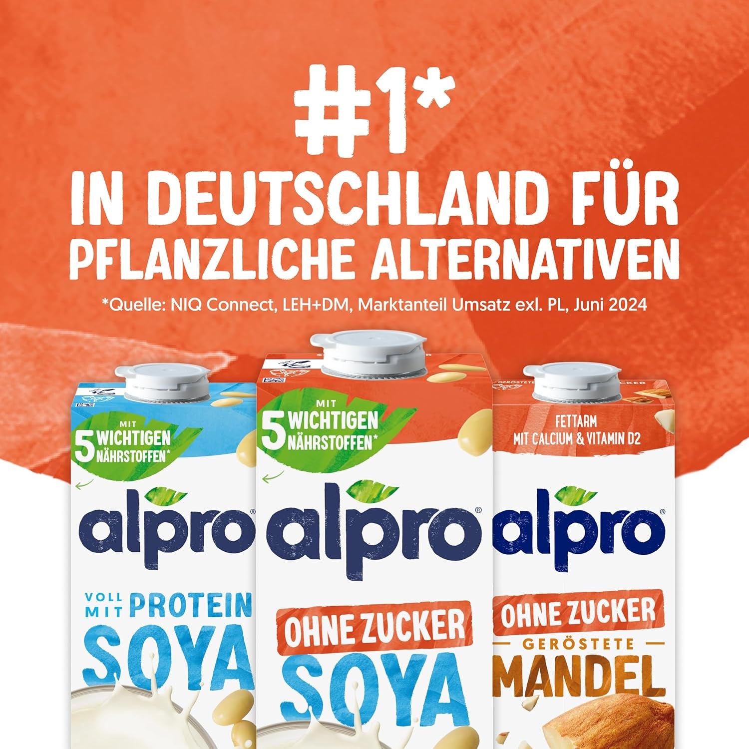 Alpro Sojadrink – Vegan und milchfrei – Von Natur aus laktosefrei und fettarm – Rich an pflanzlichen Proteinen, inhalt Calcium and Vitamine – 8 x 1 L – Haltbar