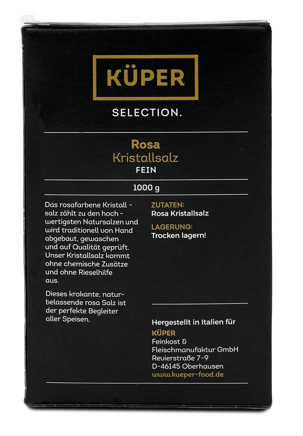 Küper Selection 1000g Kristallsalz rosa fein - rosa Speisesalz zum Würzen und Verfeinern - 100% natürliches Salz