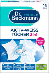 Dr. Beckmann Fest toallitas, Active-White, 15 toallitas Detergentes para ropa Naty Shop White