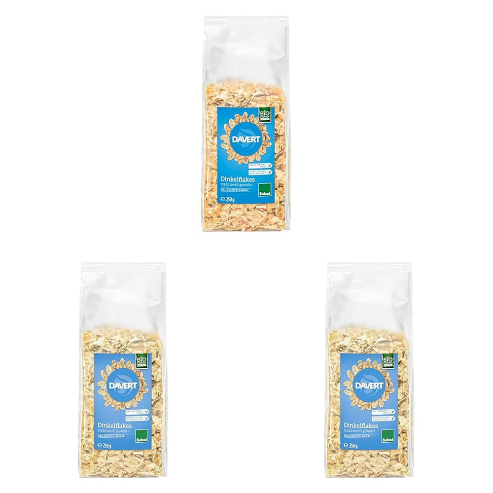 Davert Copos de espelta orgánicos 250 g - Sin azúcar ni sal añadidos, ligeramente aromatizados y maravillosamente crujientes - 100% calidad orgánica Davert (1 x 250 g)