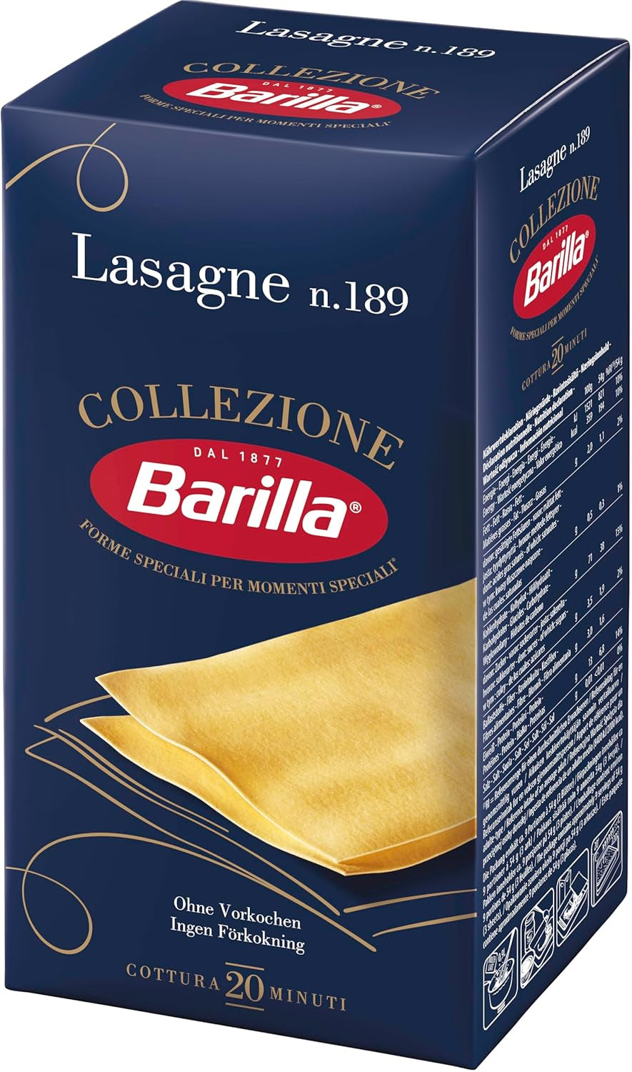Barilla Collezione Lasaña Pasta de trigo duro, siempre al dente, 500g