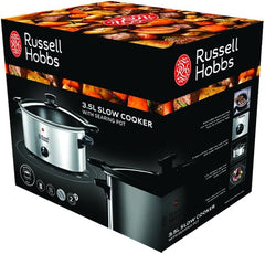 Russell Hobbs Olla de Cocción Lenta, 3,5 Litros Antiadherente, Acero Inoxidable, 3 Ajustes de Temperatura y Función Mantener Caliente, Olla de Cocción Lenta 160W Naty Shop